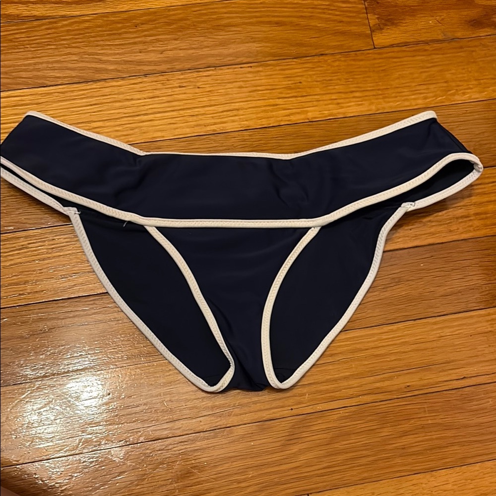Aerie Navy Bikini Bottom with Light Trim